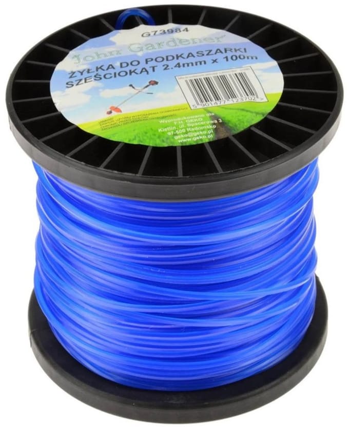 John Gardener Nylon maaidraad - Hexagonaal - 2.4mm dikte - 10m lengte - Blauw