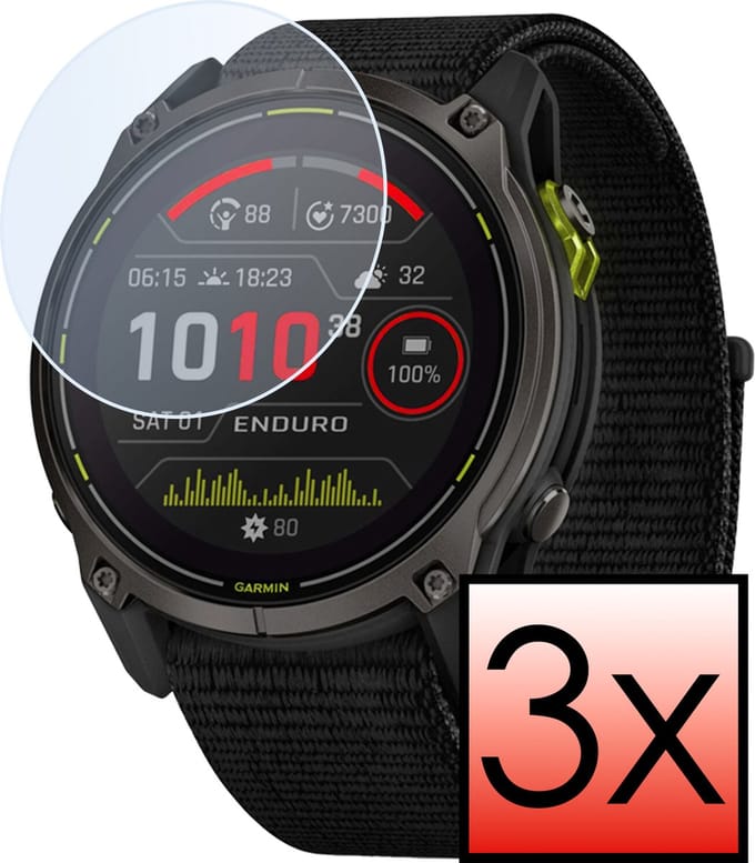 Screenprotector Geschikt voor Garmin Enduro 3 (51 mm) Screenprotector Tempered Glass Gehard Glas - 3 PACK
