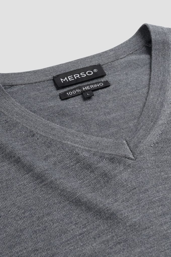 MERSO V-Hals – Merino Trui – 100% Merino Wol – Storm Grey