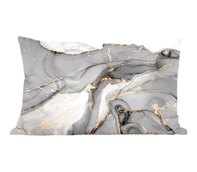 Sierkussens - Kussentjes Woonkamer - 60x40 cm - Marmer - Goud - Grijs