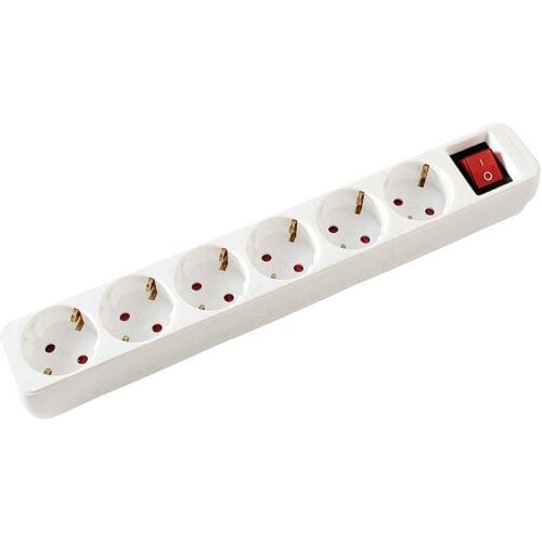 VALUE 6-voudige stekkerdoos met schakelaar, wit, 10 m