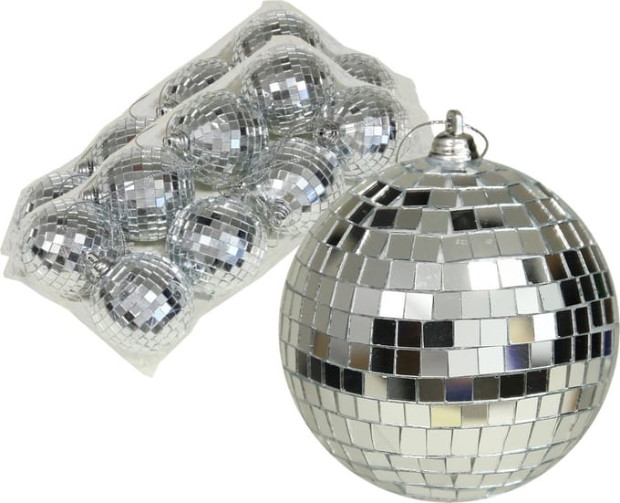 Othmar Decorations discobal kerstballen - 16x - zilver -6 cm -kunststof