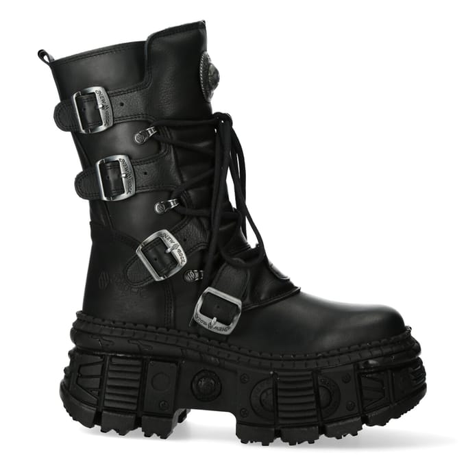 New Rock halfhoge leren Goth-laarzen-WALL373-S5