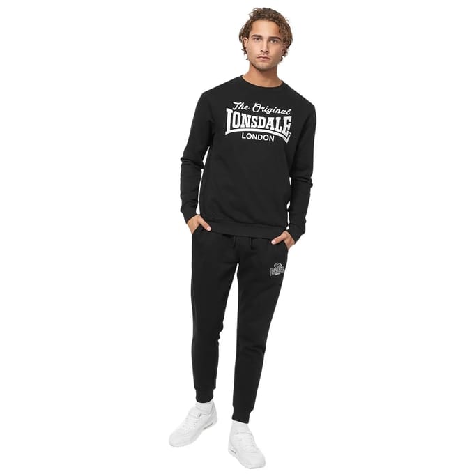 Lonsdale Burghead Rundhals Sweatshirt normale Passform Black/White-L