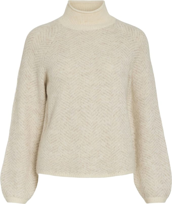 Vila Trui Vilory High Neck L/s Knit Top - Noo 14094181 Eggnog Dames Maat - L