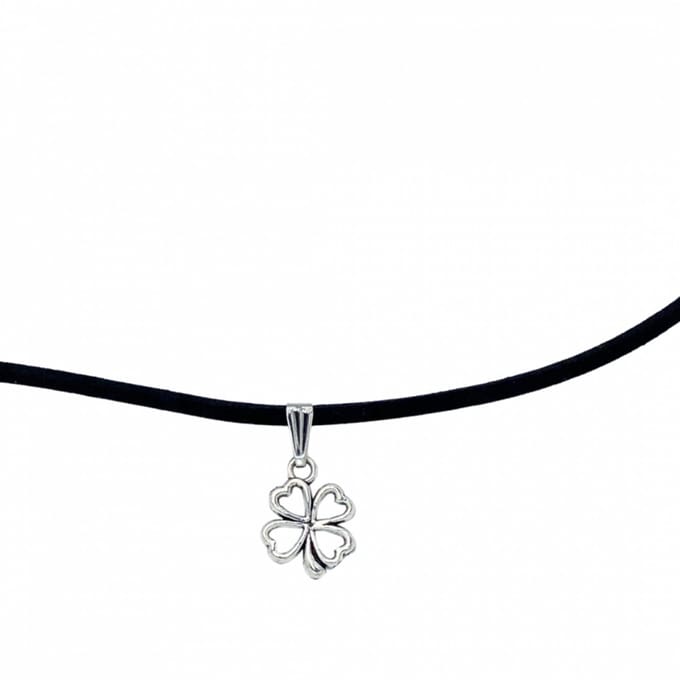 Ketting klavertje vier zilverkleur 45 cm - Charme Bijoux