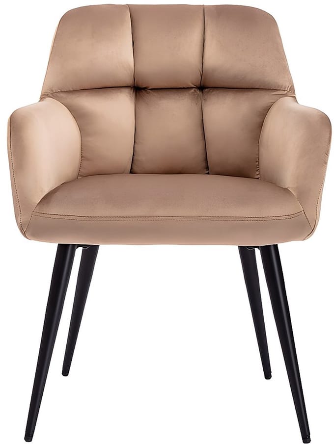 Vente-unique Set van 2 stoelen PEGA - Met armleuningen - Fluweel en metaal - Beige
