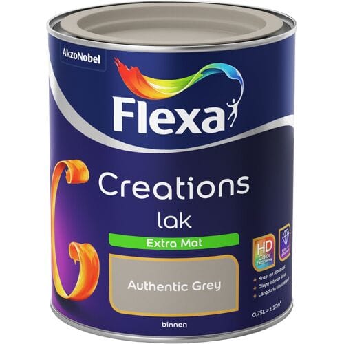 Flexa - Creations Lak Extra Mat - Authentic Grey - 750 Ml