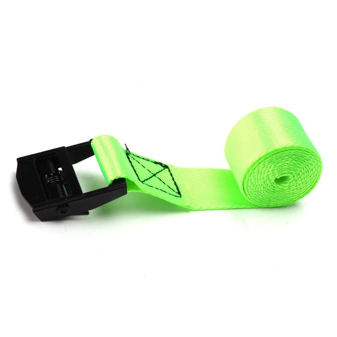 2 Stuks Spanbanden Fluorescerend Groen 25 mm Heavy Duty Goederen Vastzetbanden met Zinklegering Gespen 3 Meter green