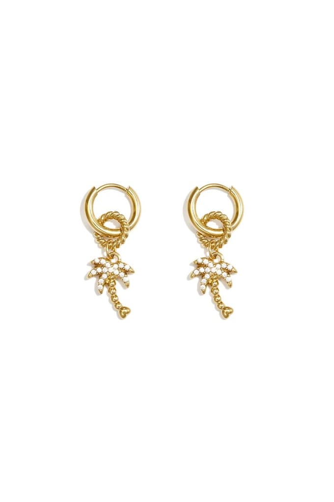 Palm oorbellen goud