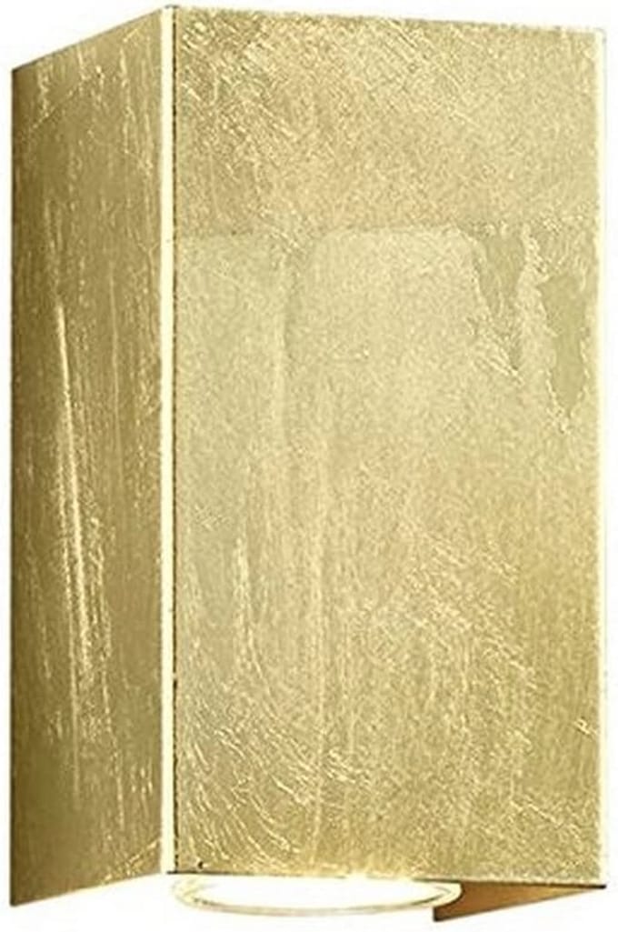 Wandlamp met GU10 fitting, metaal en gouden afwerking, 15 x 8 cm