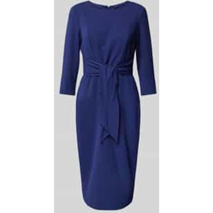 Knielange cocktailjurk met knoopdetail