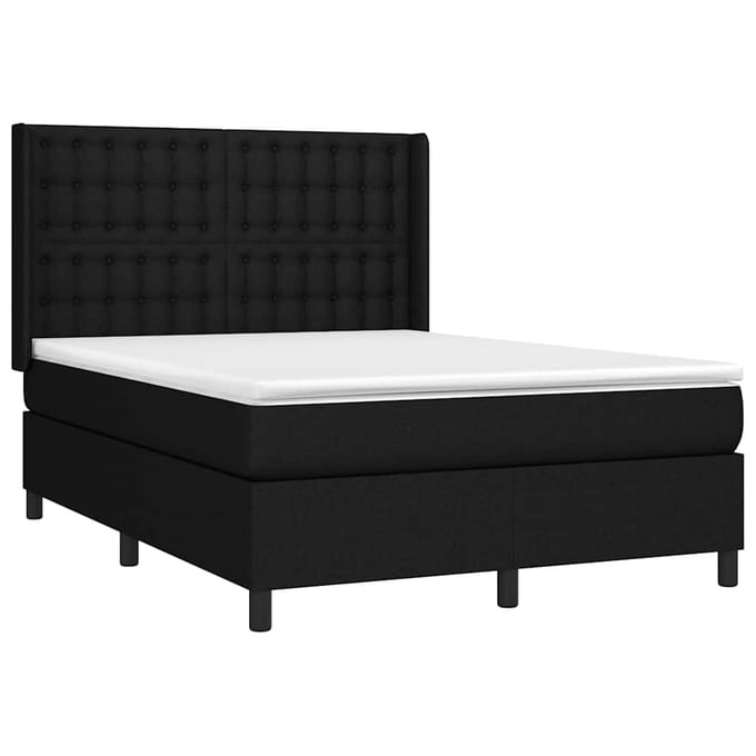 vidaXL - Boxspring - met - matras - stof - zwart - 140x190 - cm