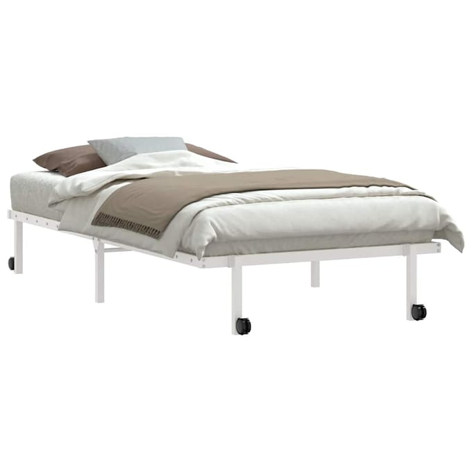 vidaXL - Bedframe - zonder - matras - opvouwbaar - 100x190 - cm - staal - wit