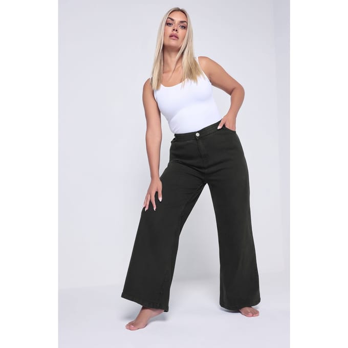 Yours Zwarte Wijde Pijpen Puddle Jeans Size 54