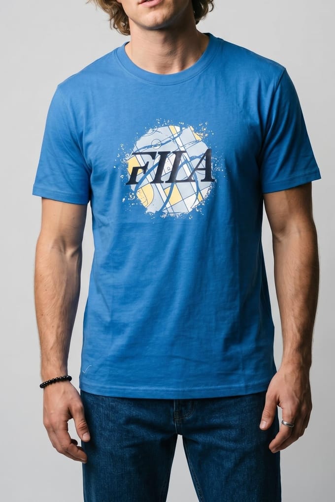 FILA Stado Graphic Tee Palace Blue Maat: M | T-shirts met Print Outlet | Heren | Blauw