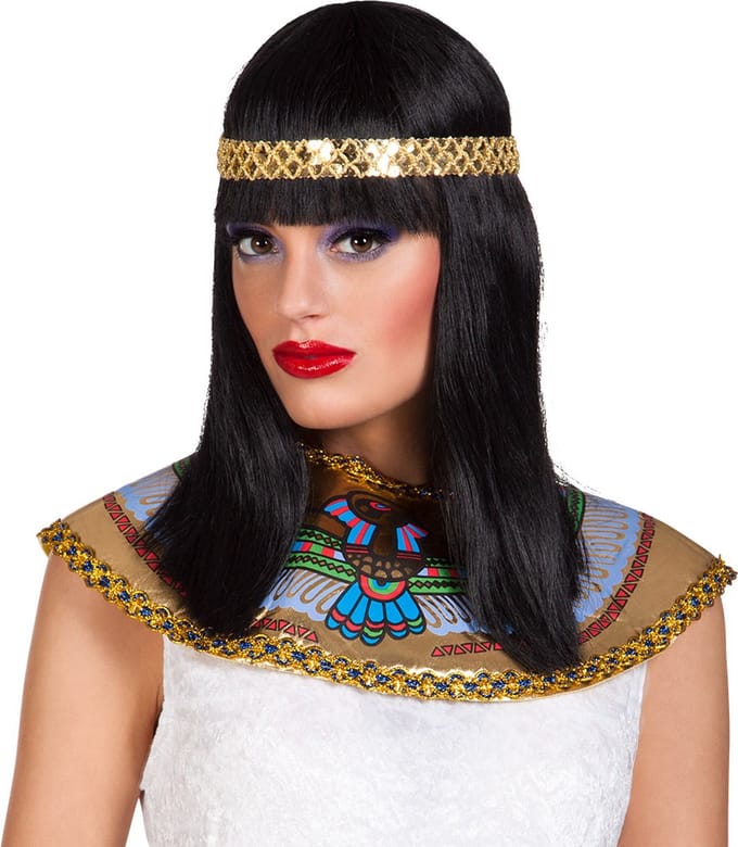 Boland - Pruik Cleopatra Zwart - Steil - Halflang - Vrouwen - Egyptenaar - Egypte