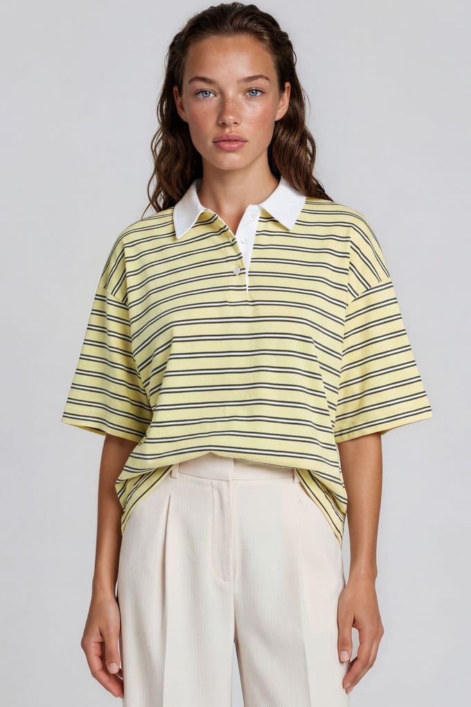 Dames Gestreepte Katoenen Polo T-Shirt