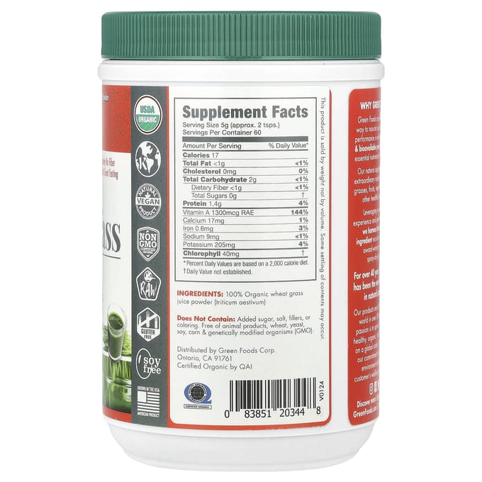 Biologisch & Rauw, Tarwegrasshot, 300G(10.6oz)