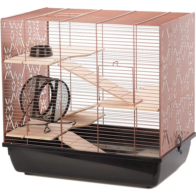 Duvo+ Knaagdierkooi Copper Lex zwart/koper met 3 etages en accessoires
