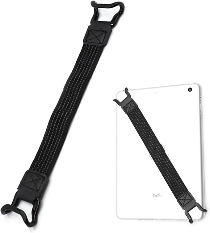 Antislip elastische band tablet houder - universeel - zwart - 7 tot 11 inch - e-reader - stevige grip
