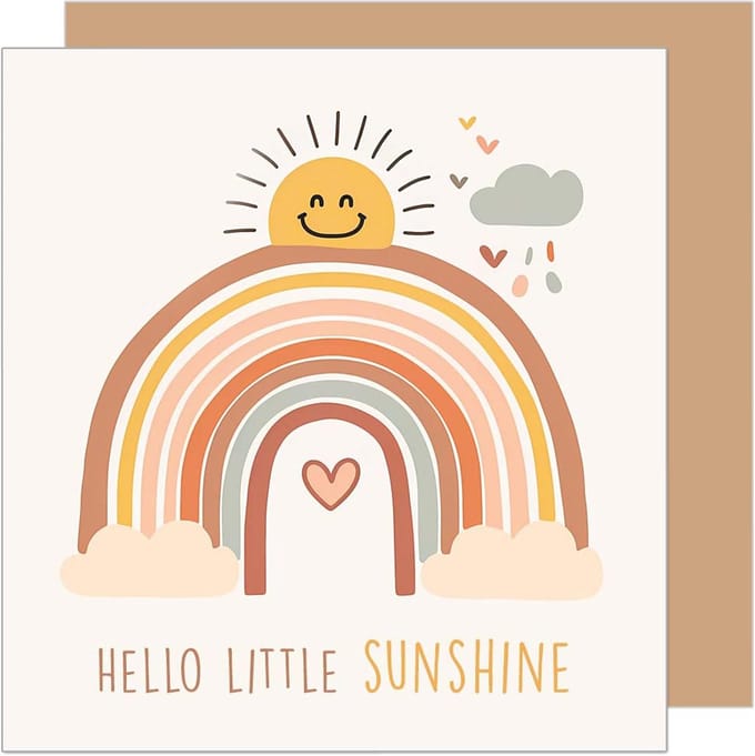 Vierkante Wenskaart Geboorte met Envelop - Hello Little Sunshine