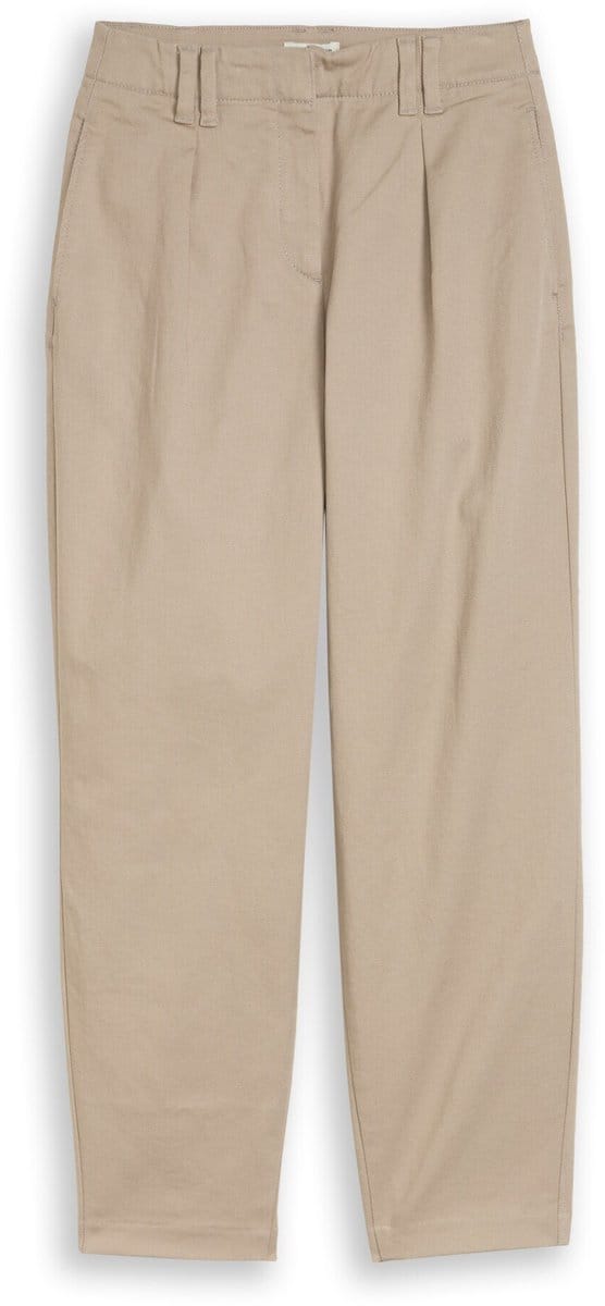 Tom Tailor - Cropped barrel broek - Maat 38/28 - soft taupe grey