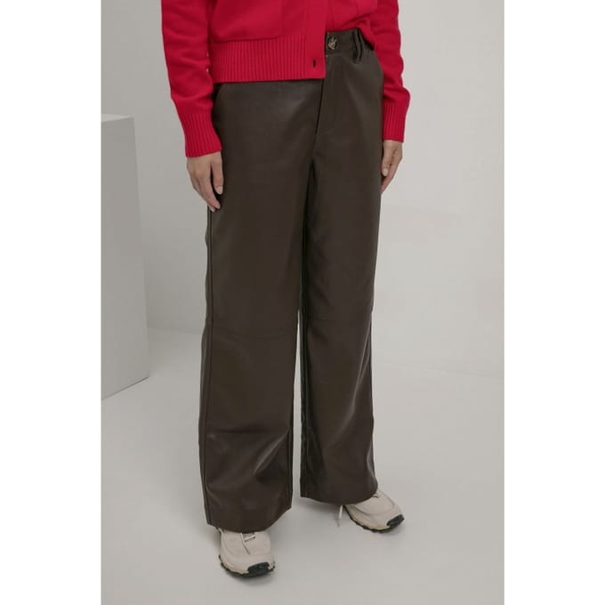 Josephine & Co Sven Pants Dark Brown Maat: 42 | Leren broeken Outlet | Dames | Bruin