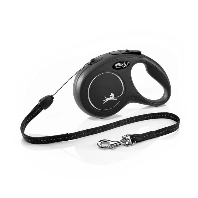 Flexi New Classic Koord - Hondenriem - Zwart - S - 8 meter - <12 kg