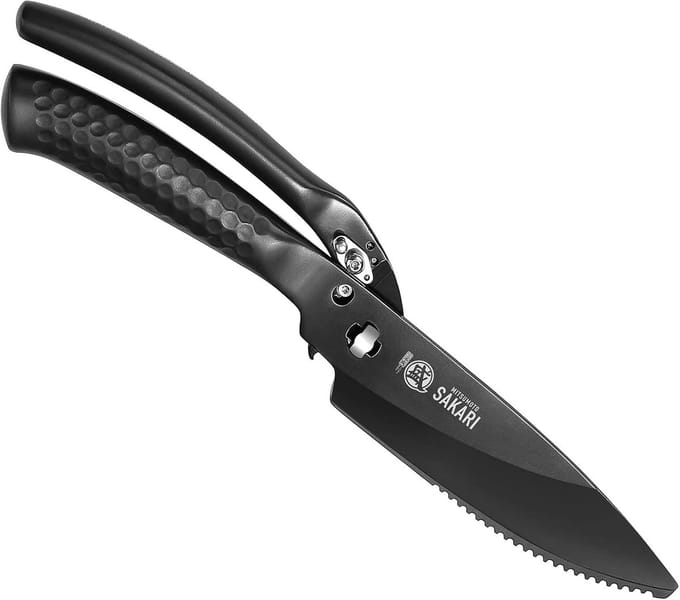 Duurzame Multifunctionele Keuken Scharen van 12cm, Zwart Titanium, Ideaal voor Vlees, Vis en Botten