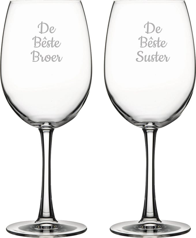 Gegraveerde Rode wijnglas 46cl De Bêste Broer- De Bêste Suster