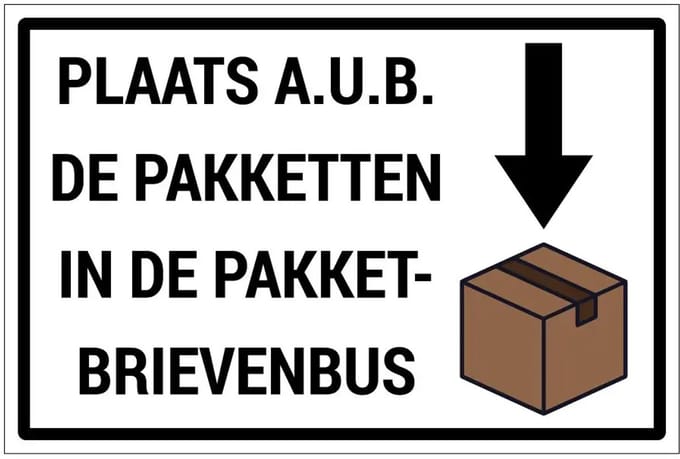 Pakketbrievenbus bord | gecoat dibond materiaal | 30 x 20 cm