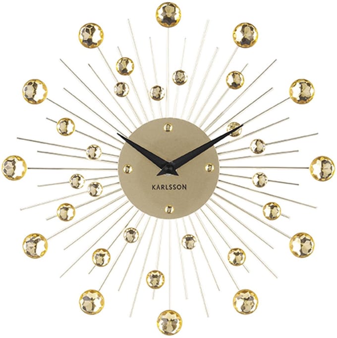 Karlsson Wandklok Sunburst - Kristal, Goud - Medium - Ø30cm - Scandinavisch