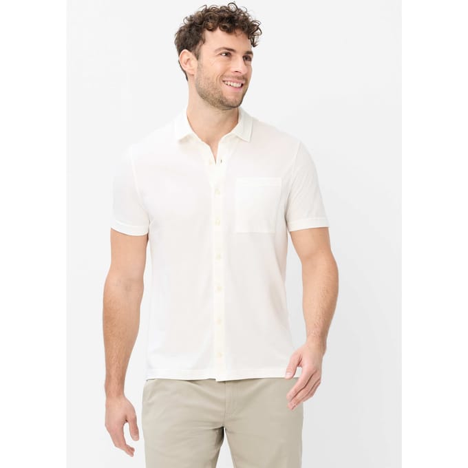 Brax Heren Poloshirt  Style PIROZ offwhite, crèmewit, maat M