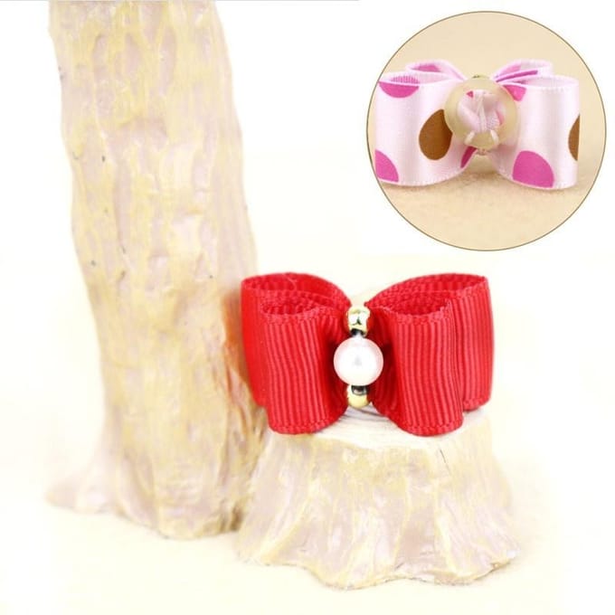 3D Mooie Kleine Puppy Huisdier Hond Strass Haarstrik Elastiekjes Verzorging white