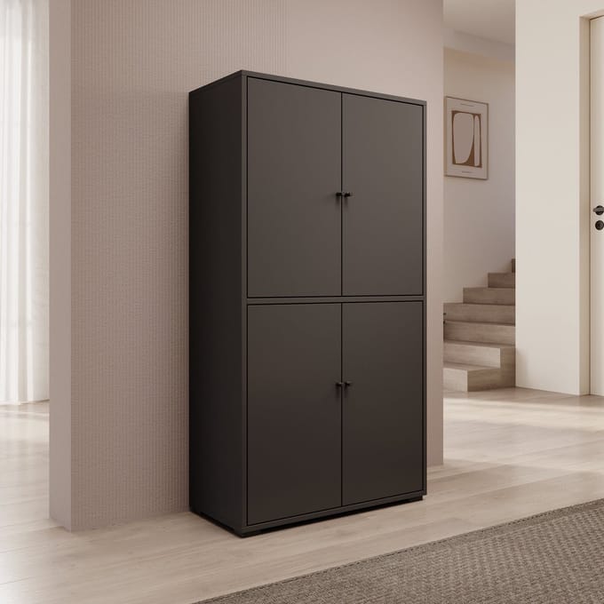 Meubella - Deacon - Schoenenkast - Zwart - 70x33x131 cm