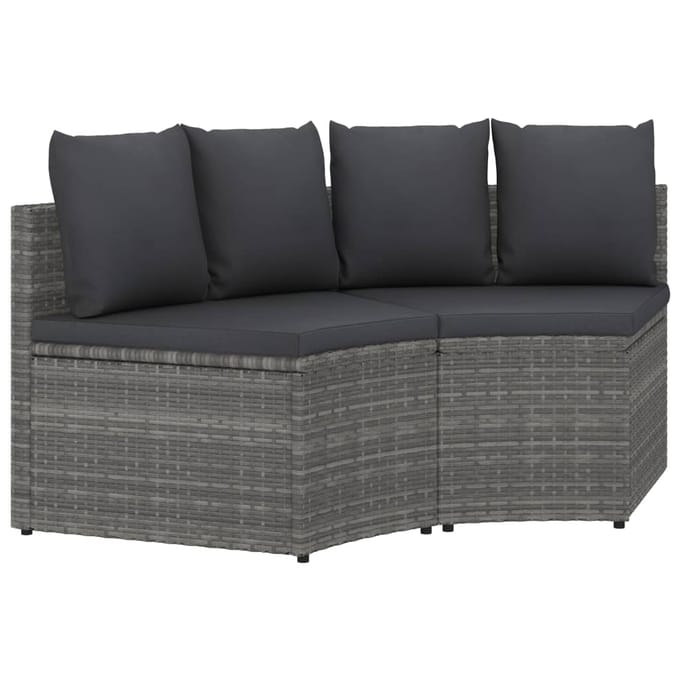 vidaXL - 2-delige - Loungeset - met - kussens - poly - rattan - grijs
