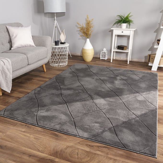 Woonkamertapijt eetkamer kortpolig Scandinavisch 60 x 100 cm Rechthoek 60 x 100 cm Rechthoek antraciet