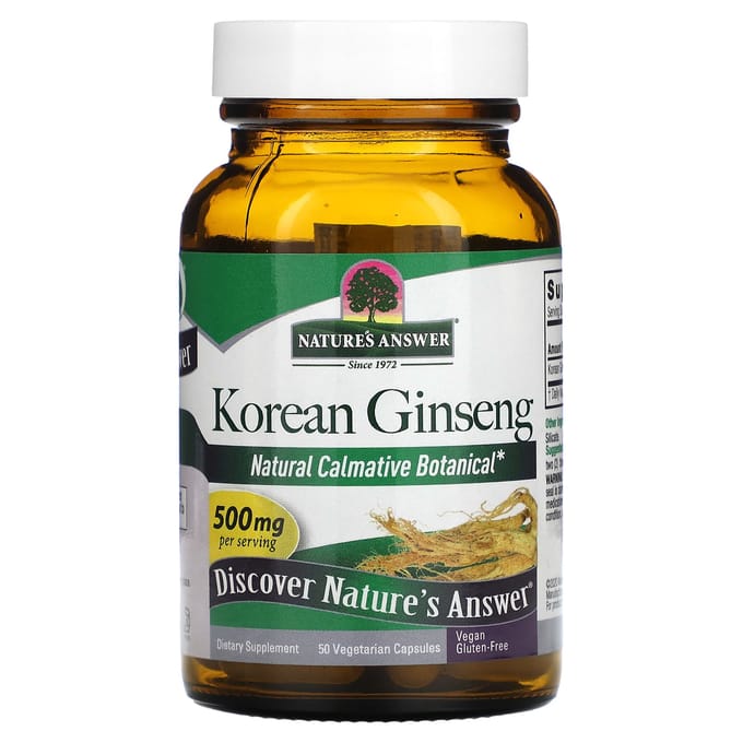 Nature'S Answer, Koreaanse Ginseng, 500Mg, 50 Plantaardige Capsules