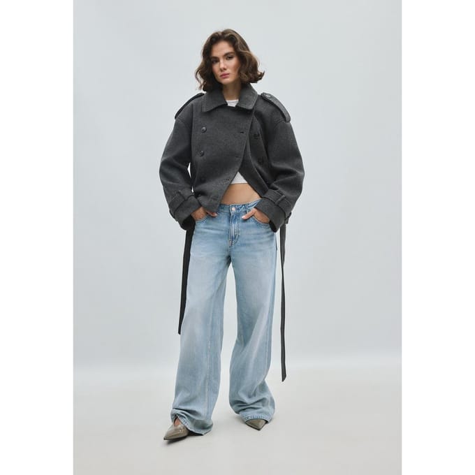 Stradivarius Oversized trenchcoat met zachte touch  Donkergrijs S