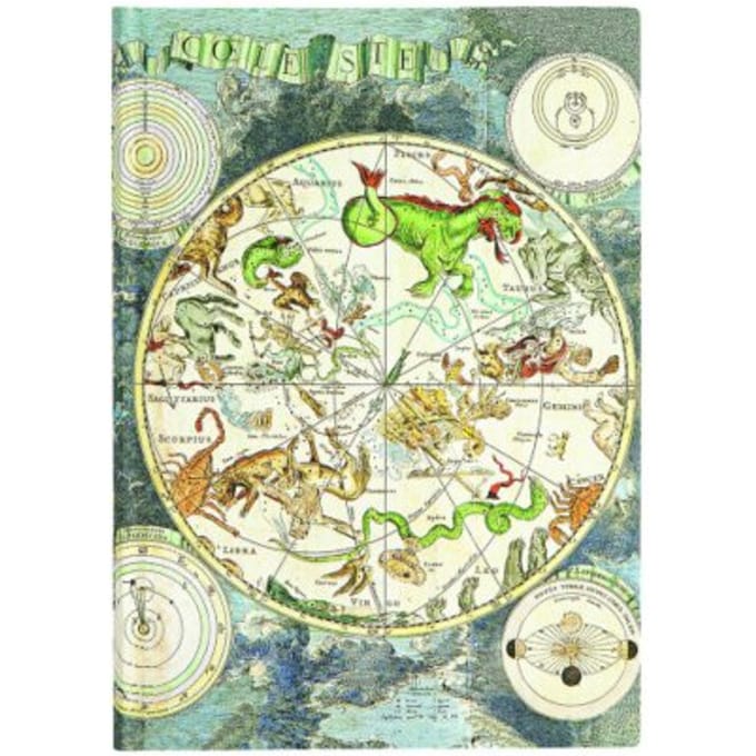 Paperblanks flexis cahier, celestial planisphere midi, formaat 13 x 18 cm., gelinieerd