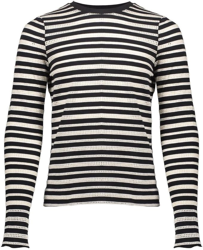 Geisha winter top meisjes - zwart/wit - ajour - longsleeve, gestreept