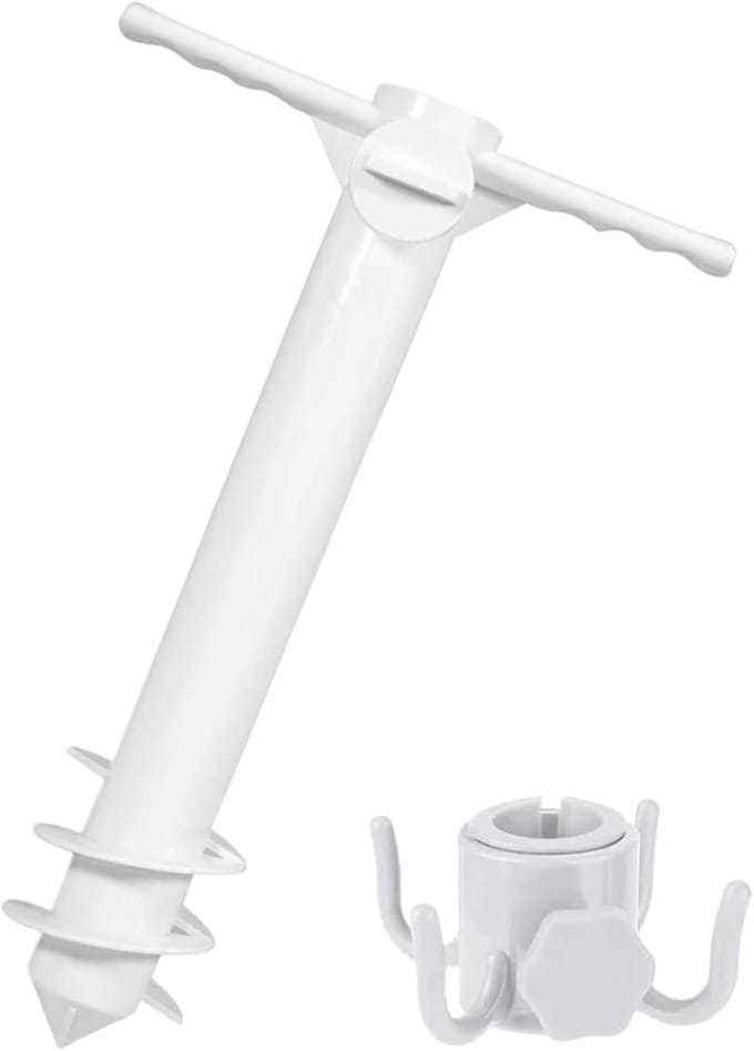 Parasolboor - Parasolhouder - Buitenactiviteiten - Stabiele grondverankering - Wit