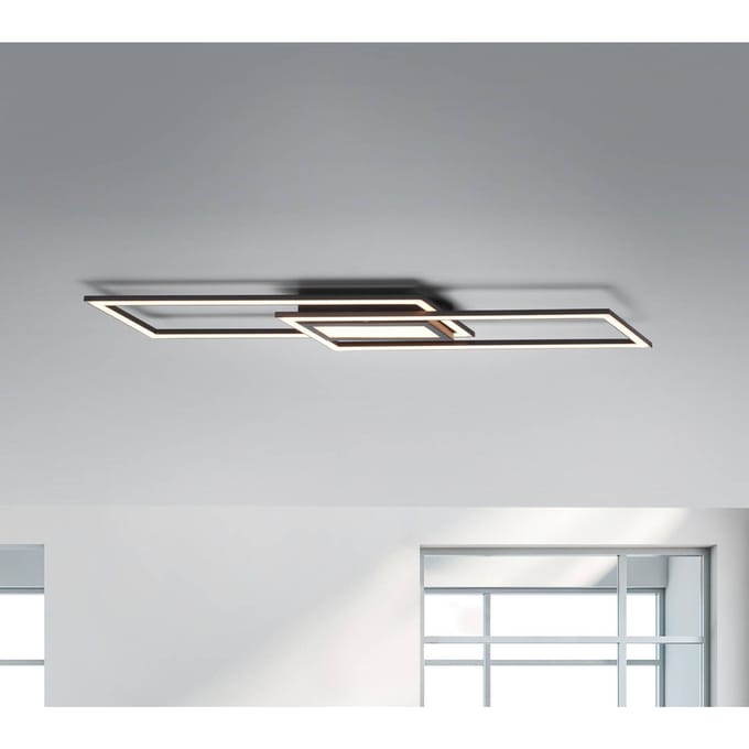 JUST LIGHT. GmbH LED plafondlamp Asmin, CCT, zwart, 100x17,9cm