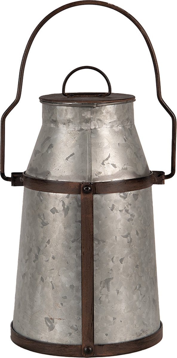 Clayre & Eef Decoratie Melkbus 26 cm Grijs Bruin Metaal