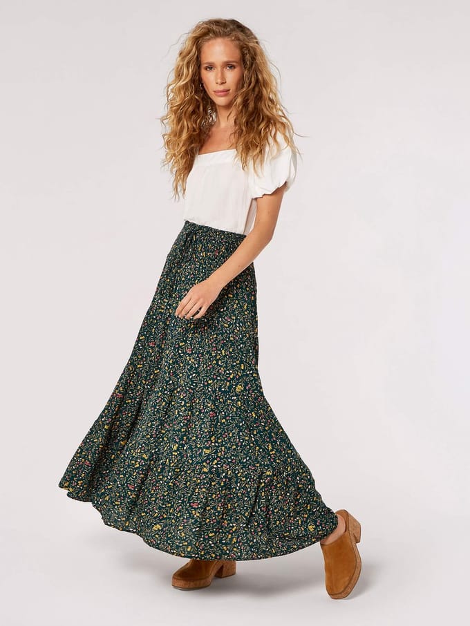 Maxirok met bloemenprint en lagen
