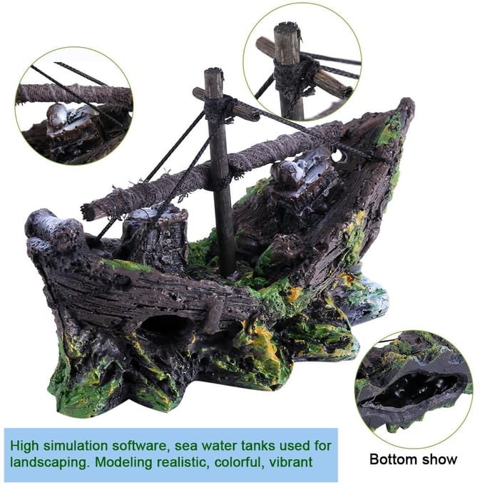 Kunsthars Water Aquarium Ornament Boot Aquarium Vis Tank Landschaps Decor black