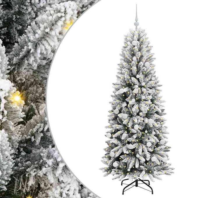 vidaXL - Kunstkerstboom - Wit - 180 - cm - PVC - en - plastic - en - staal - en - PE