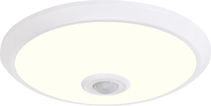 LED Plafondlamp met Sensor + Dag en Nacht Sensor - Kozolux Crimpy - 20W 1500lm - Natuurlijk Wit 4200K - Opbouw - Rond - Wit