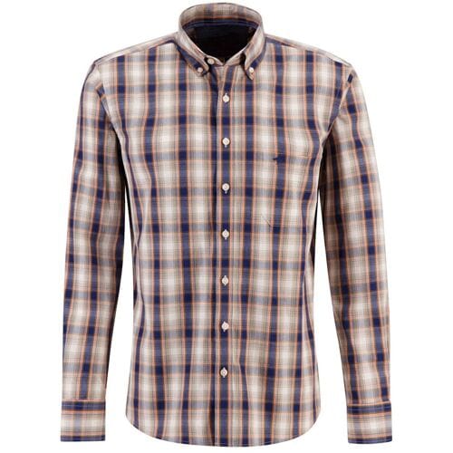 Fynch-Hatton Overhemd Multi Check Button Down Burnt Orange / male